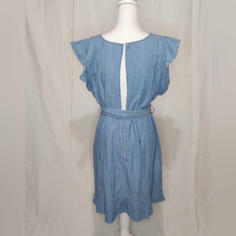 TOP SHOP Women's Demin Ruffle Mini Dress - Picture 9 of 13